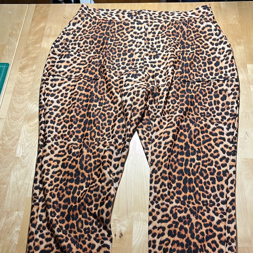 Black milk leopard print cuffed pants, size XL